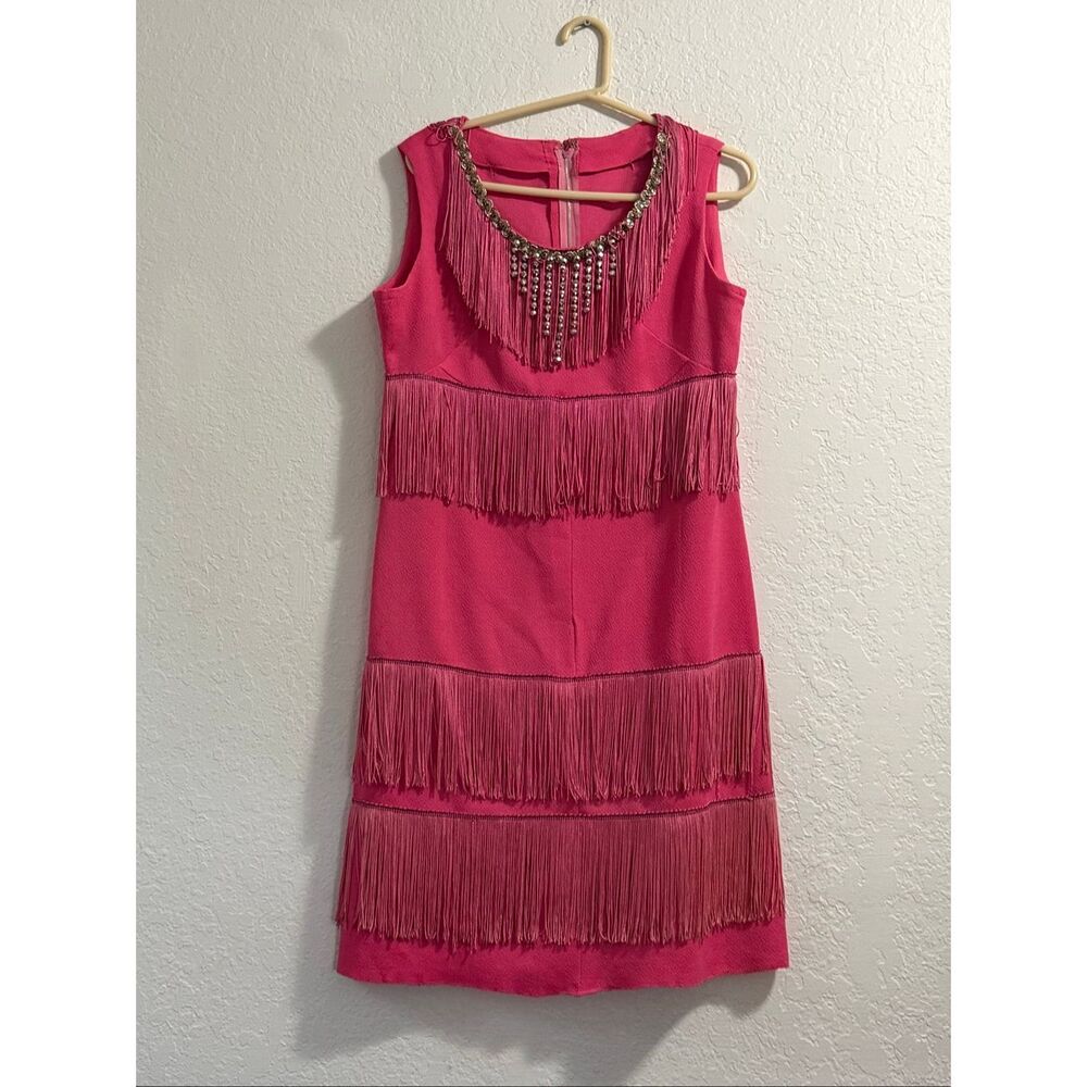 Vintage Roaring 20s Pink  Dress Charleston‎ Medium Fringe Sequin beaded
